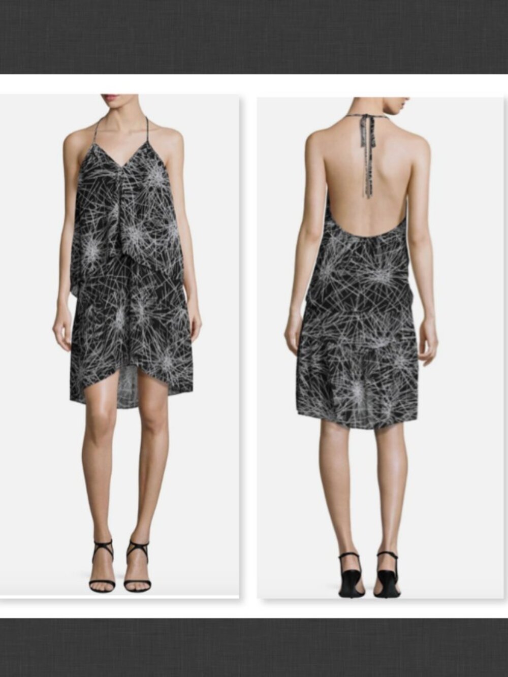 Diane von Furstenberg DVF Serana Light Beam Black Halter Dress Size M